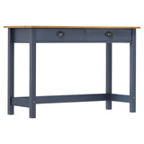 Vidaxl wandtafel hill 2 lades 110x45x74 cm massief grenenhout grijs