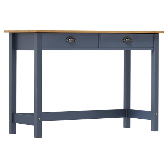 Vidaxl wandtafel hill 2 lades 110x45x74 cm massief grenenhout grijs