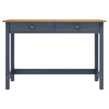 Vidaxl wandtafel hill 2 lades 110x45x74 cm massief grenenhout grijs