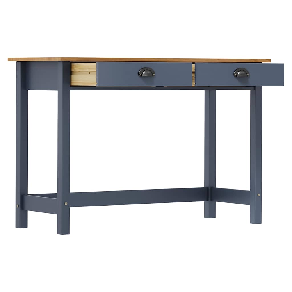 Vidaxl wandtafel hill 2 lades 110x45x74 cm massief grenenhout grijs