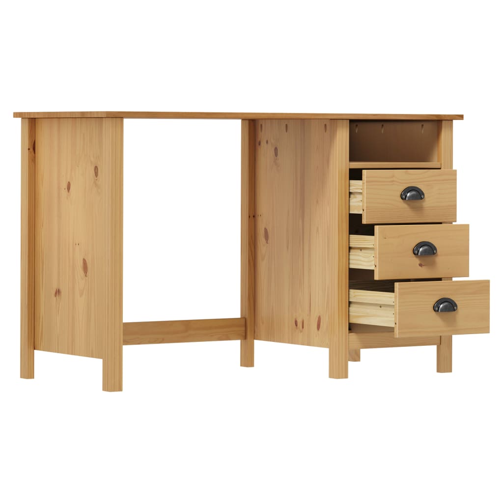 Vidaxl bureau hill 3 lades 120x50x74 cm massief grenenhout