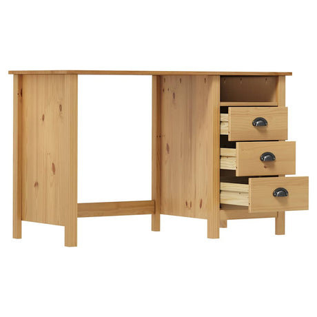 Vidaxl bureau hill 3 lades 120x50x74 cm massief grenenhout