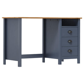 Vidaxl bureau hill 3 lades 120x50x74 cm massief grenenhout grijs