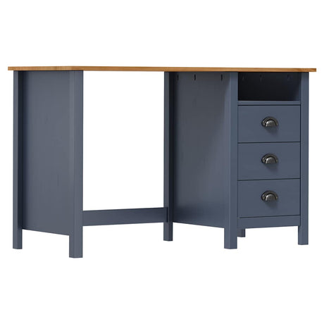 Vidaxl bureau hill 3 lades 120x50x74 cm massief grenenhout grijs