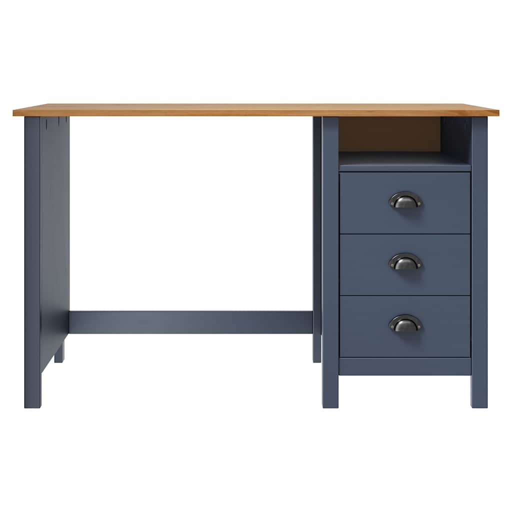 Vidaxl bureau hill 3 lades 120x50x74 cm massief grenenhout grijs
