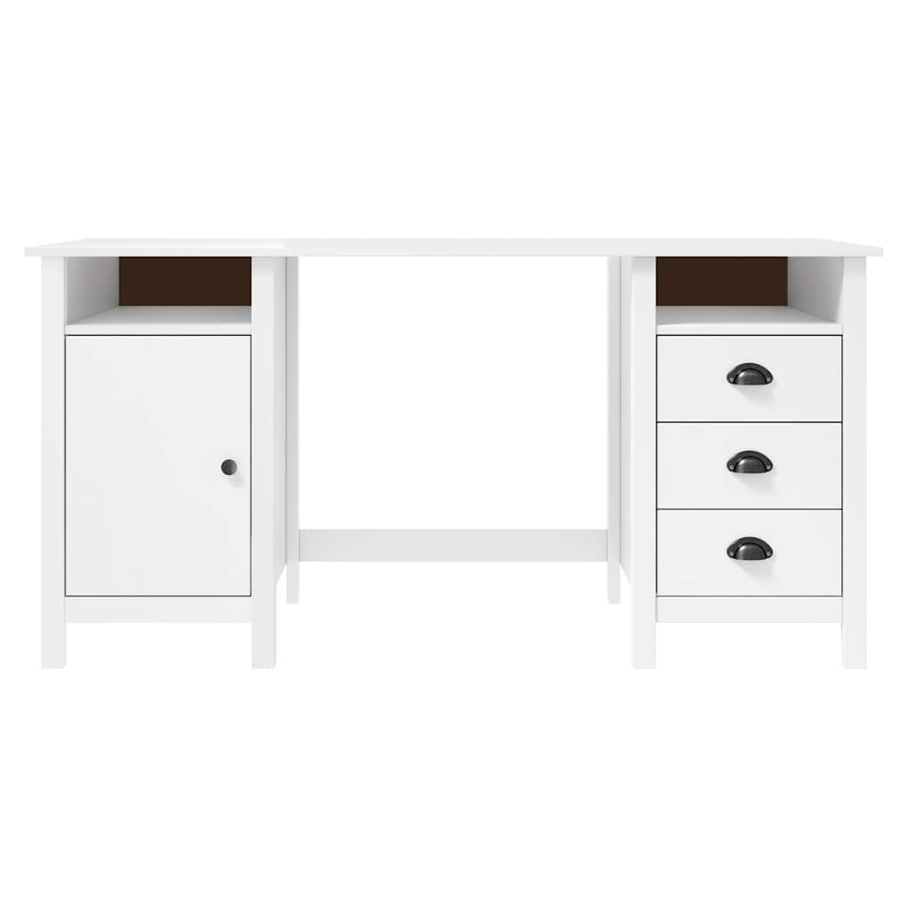 Vidaxl bureau hill 150x50x74 cm massief grenenhout wit
