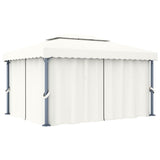 Vidaxl -Laube mit Vorhang 4x3 m Aluminiumcreme weiß