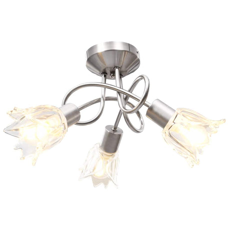 VIDAXL -Deckenlampe mit Glas -Tulpe -verdrängten Kapuzen 3xe14 transparent