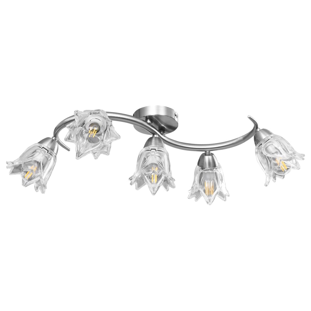 VIDAXL -Deckenlampe mit Glas -Tulpe -verdrängten Kapuzen 5xe14 transparent