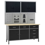 Vidaxl Workbench mit vier Wandpaneele und zwei Schränken