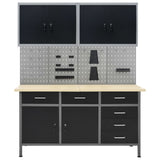 Vidaxl Workbench mit vier Wandpaneele und zwei Schränken