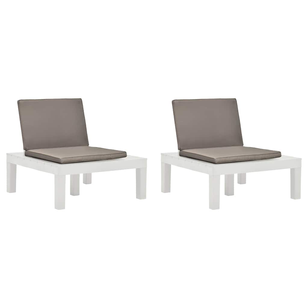 Vidaxl loungestoelen 2 st met kussens kunststof wit