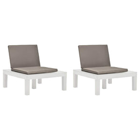 Vidaxl loungestoelen 2 st met kussens kunststof wit