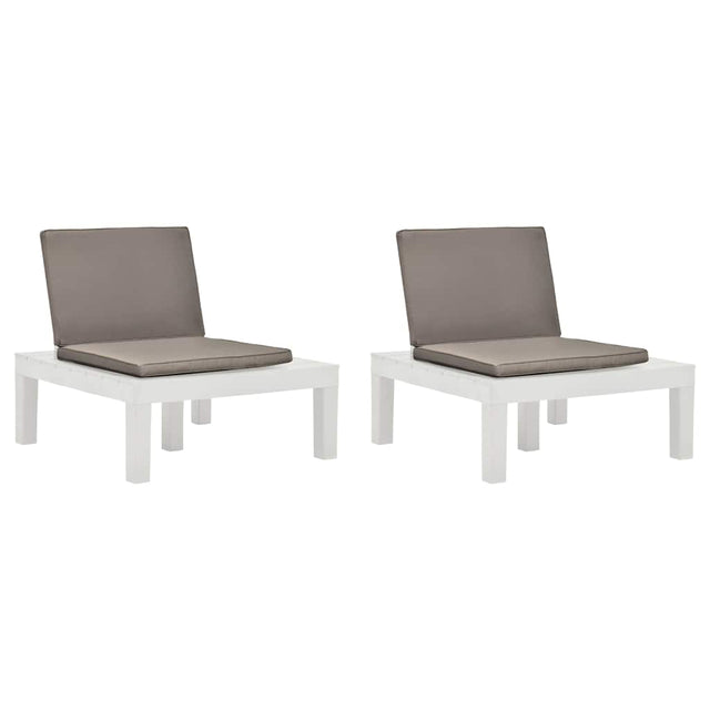 Vidaxl loungestoelen 2 st met kussens kunststof wit