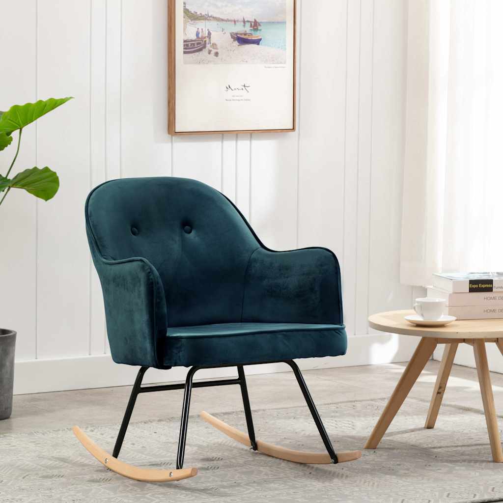 Vidaxl schommelstoel fluweel blauw