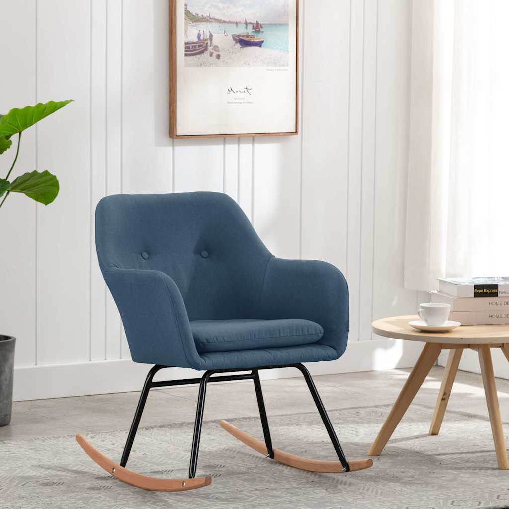 Vidaxl schommelstoel stof blauw