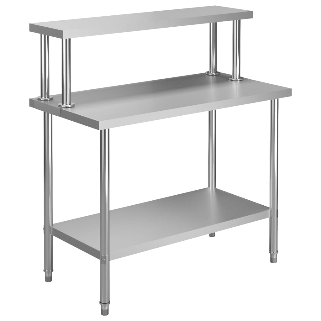 Vidaxl keukenwerktafel met bovenschap 120x60x120 cm roestvrij staal