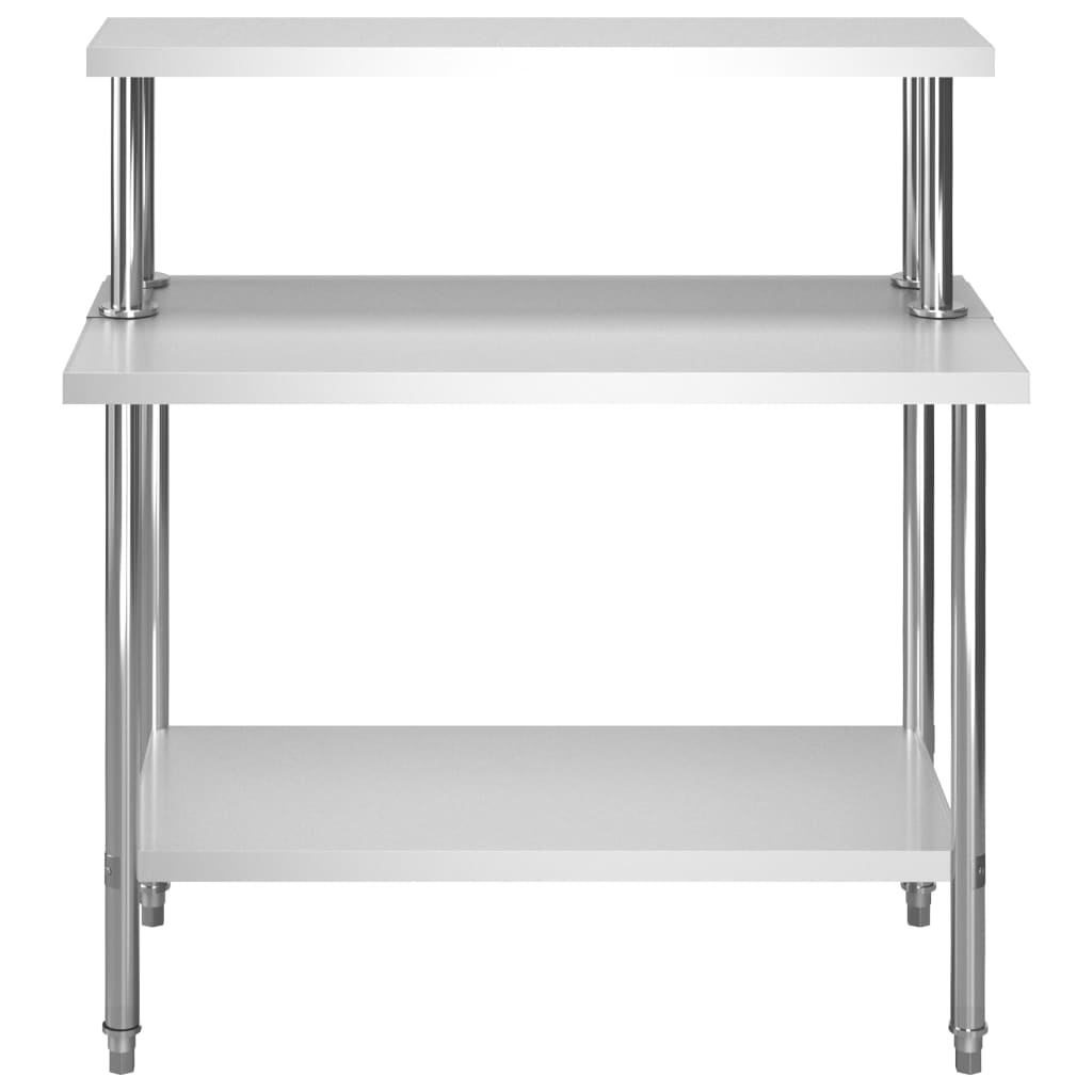 Vidaxl keukenwerktafel met bovenschap 120x60x120 cm roestvrij staal
