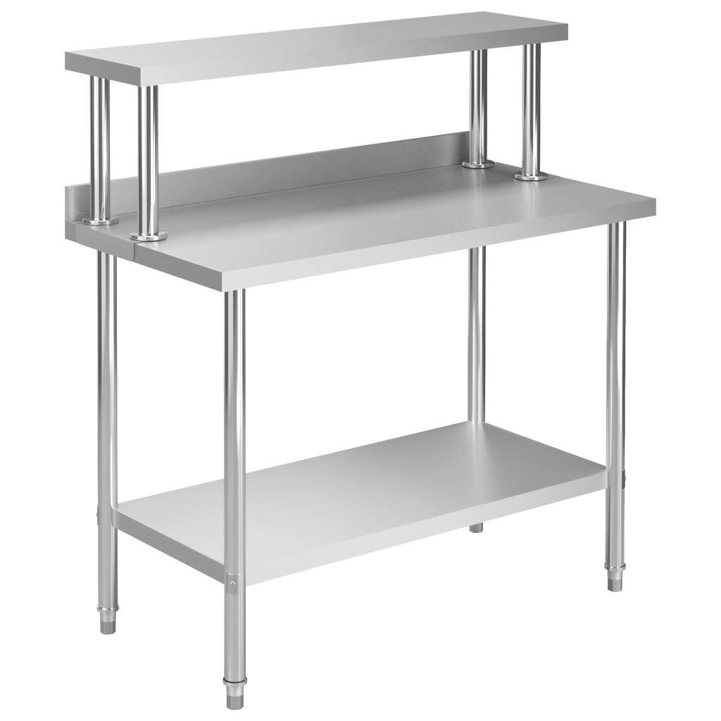 Vidaxl keukenwerktafel met bovenschap 120x60x120 cm roestvrij staal