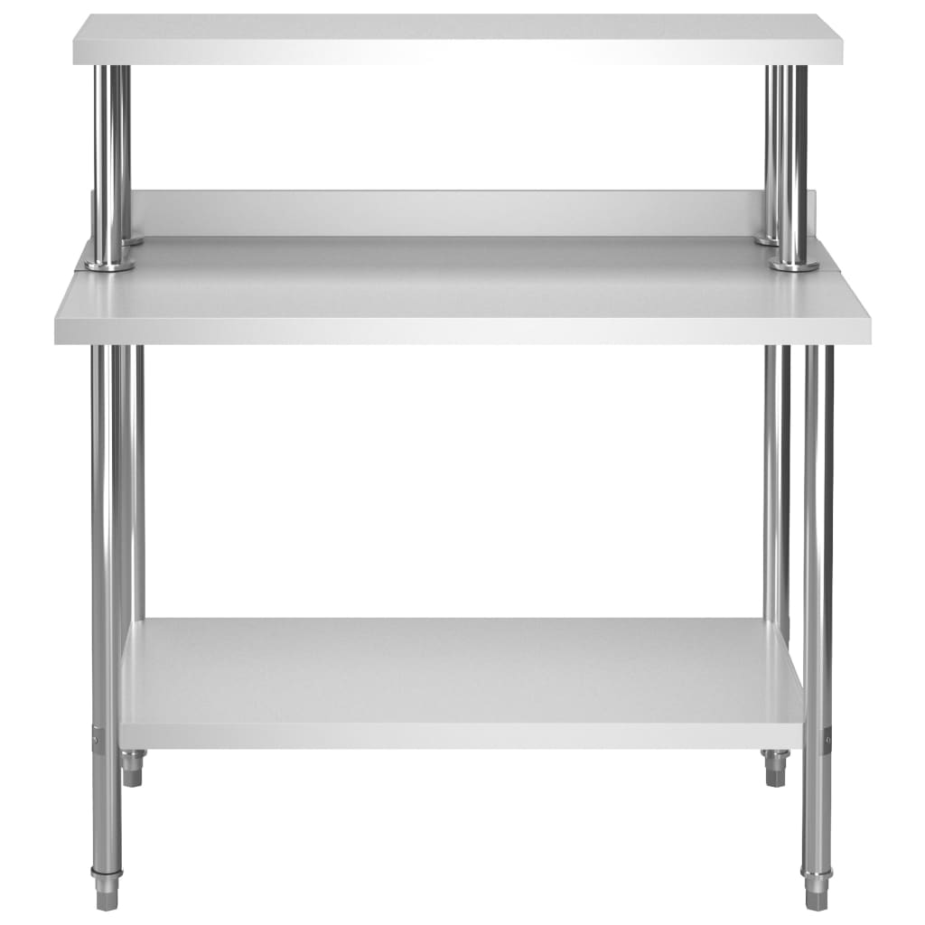 Vidaxl keukenwerktafel met bovenschap 120x60x120 cm roestvrij staal