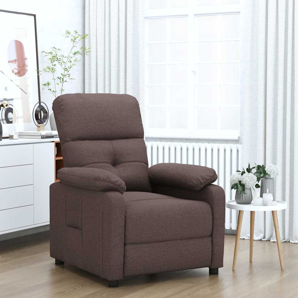 Vidaxl fauteuil verstelbaar stof donkerbruin