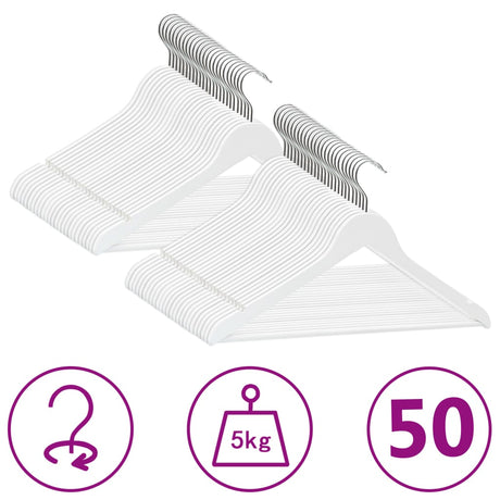 VIDAXL 50-teiliger Kleidungsschalter Set Anti-Slip-Hartholz weiß
