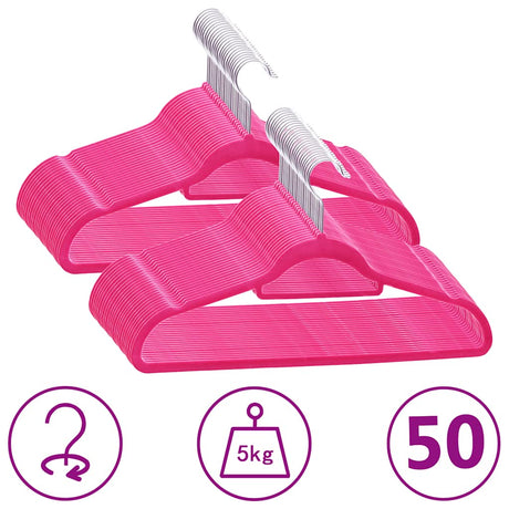 VIDAXL 50-teiliger Kleidungsschalter Set Anti-Slip-Samtrosa