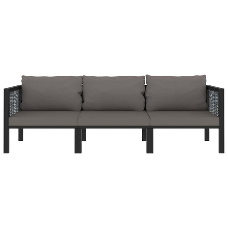 Vidaxl driezitsbank met kussens poly rattan antraciet