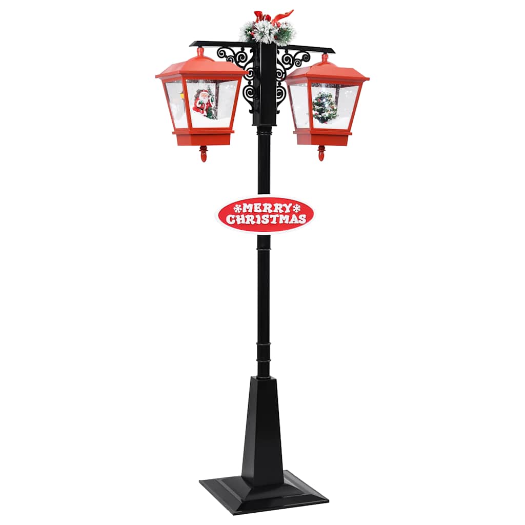 Vidaxxl Straßenlaterne mit Weihnachtsmann 81x40x188 cm PVC schwarz und rot