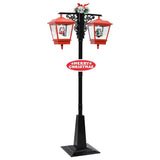 Vidaxxl Straßenlaterne mit Weihnachtsmann 81x40x188 cm PVC schwarz und rot