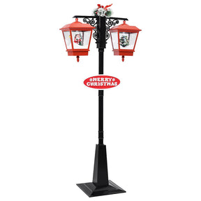 Vidaxxl Straßenlaterne mit Weihnachtsmann 81x40x188 cm PVC schwarz und rot