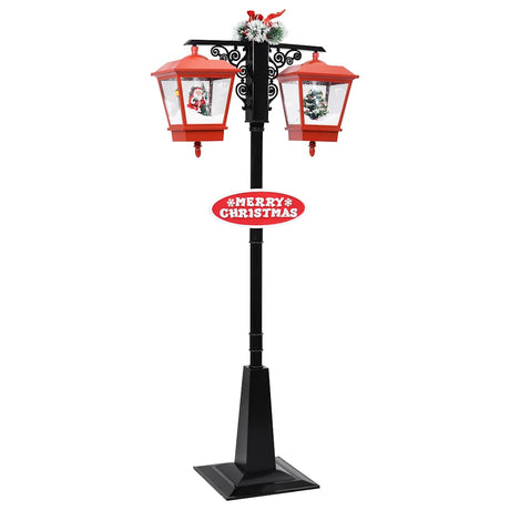 Vidaxxl Straßenlaterne mit Weihnachtsmann 81x40x188 cm PVC schwarz und rot