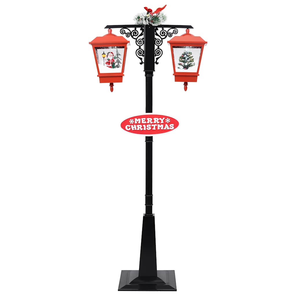 Vidaxxl Straßenlaterne mit Weihnachtsmann 81x40x188 cm PVC schwarz und rot