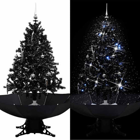 Vidaxl Weihnachtsbaum schneit mit Regenschirme 140 cm PVC Schwarz