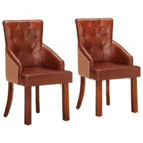 Vidaxl eetkamerstoelen 2 st echt geitenleer bruin