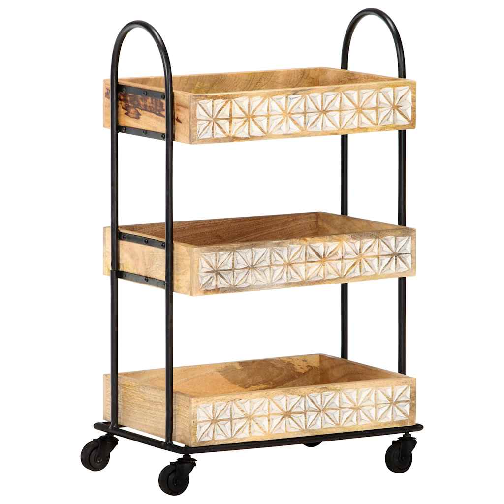 Vidaxl keukentrolley 3-laags 46x30x76 cm massief mangohout