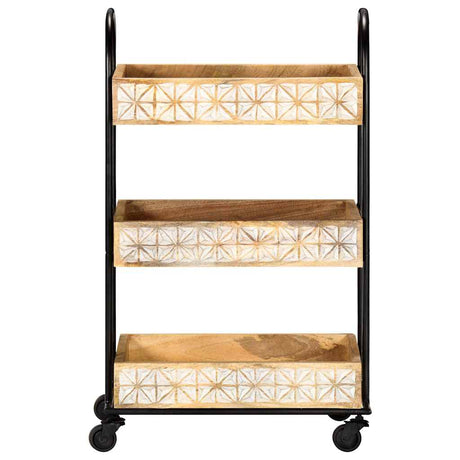 Vidaxl keukentrolley 3-laags 46x30x76 cm massief mangohout