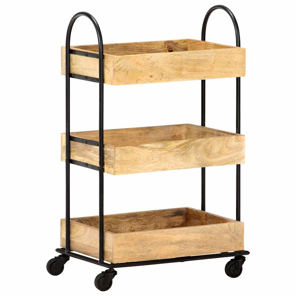 Vidaxl keukentrolley 3-laags 46x30x76 cm massief mangohout