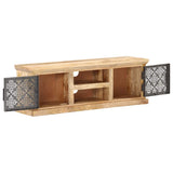 Vidaxl tv-meubel met stalen deuren 120x30x40 cm massief mangohout