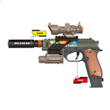 Toi-toys Alfafox Militärpistole mit Schalldämpfer + Taschenlampe + Licht und Ton