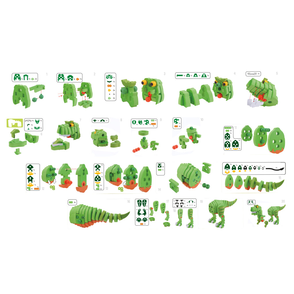 Toi-toys Bastelpuzzle Dinosaurier 25,8 cm grün 104-teilig