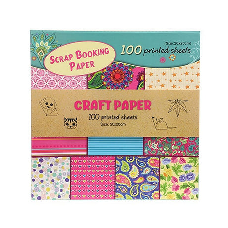 Toi-toys Bastelpapier-Set 100 bedruckte Blätter 20x20cm