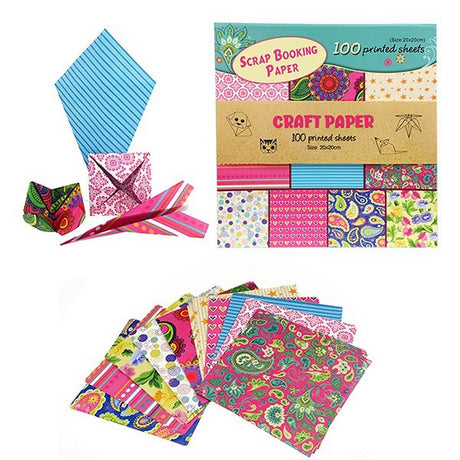 Toi-toys Bastelpapier-Set 100 bedruckte Blätter 20x20cm
