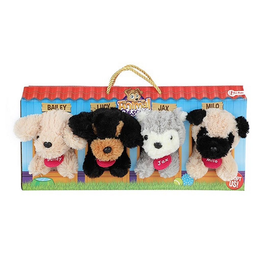 Toi-toys Plüschhunde im Hundehüttenkoffer 4 Stück