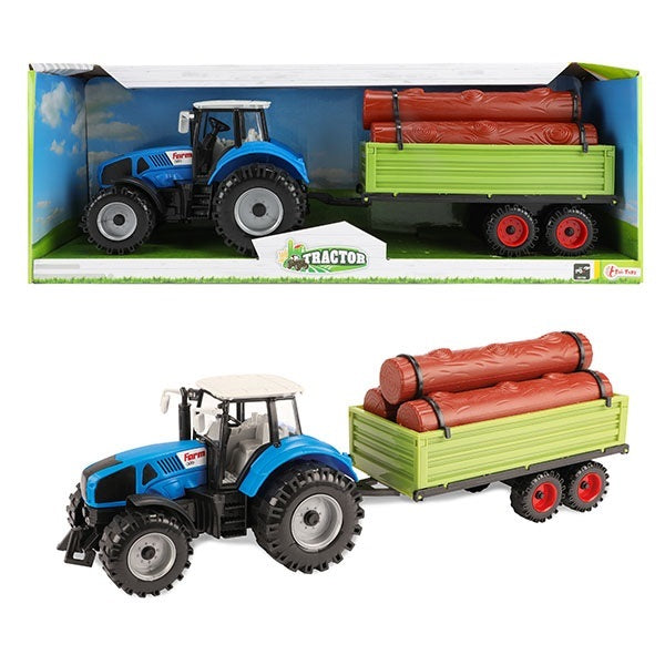 Traktor mit Sattelauflieger und Baumstämmen frittiert 20cm