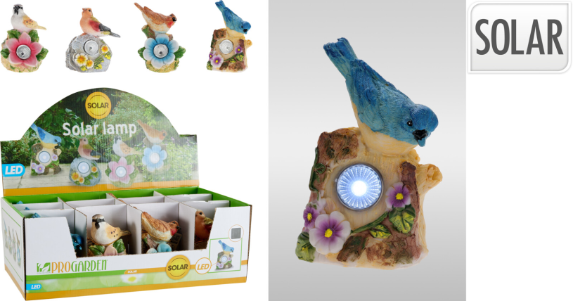 Solarlamp vogel 11cm assorti
