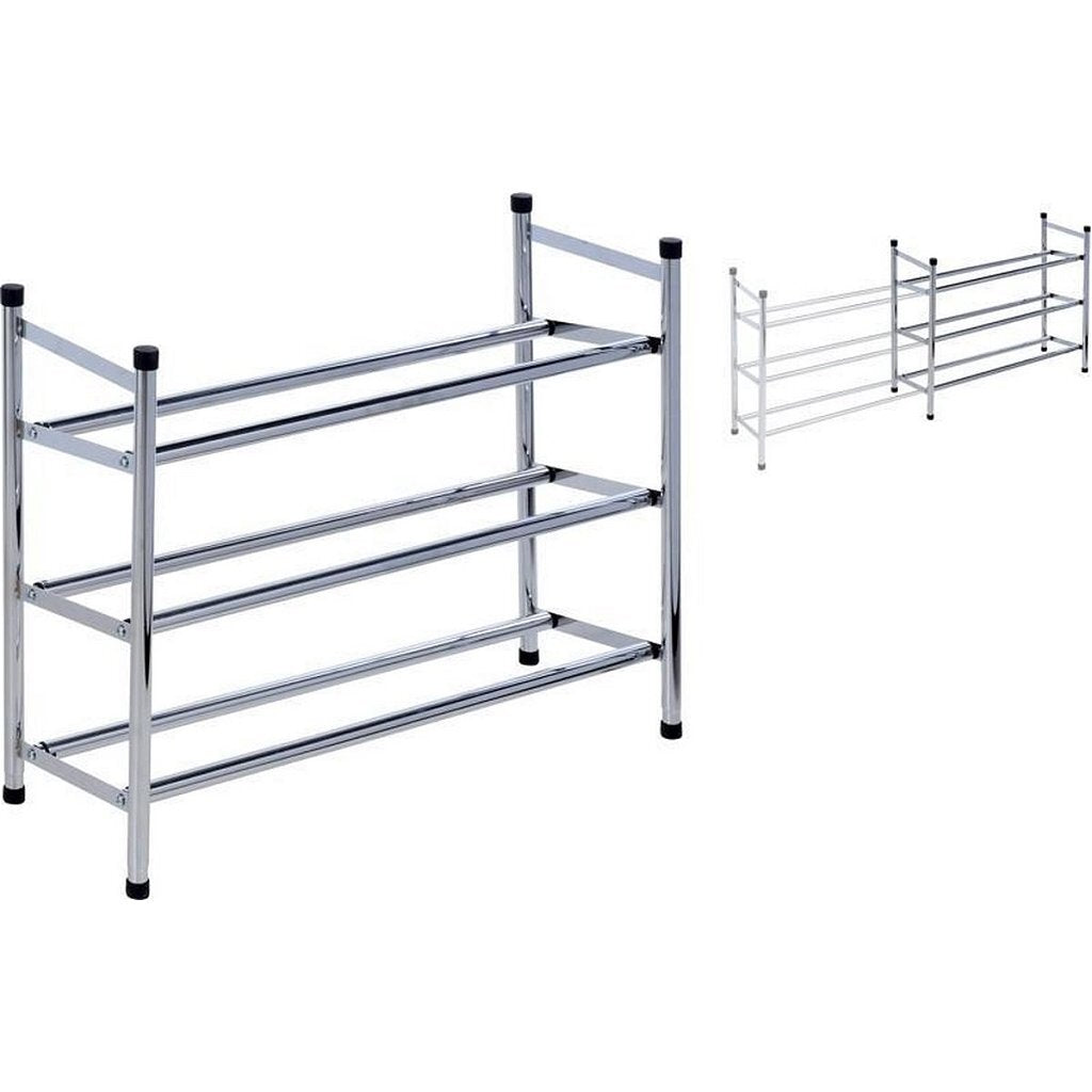 Basic ausziehbares Schuhregal aus 3-lagigem Edelstahl 61,5-115x50 cm