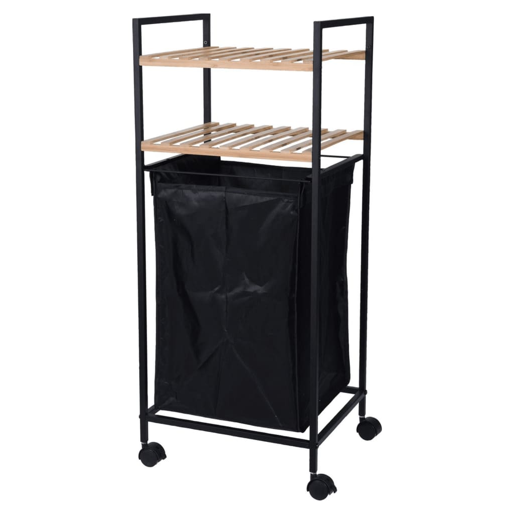 Badezimmerlösungen Lagerregal mit 2 Regalen und Waschkorb 89,5 cm Bambus