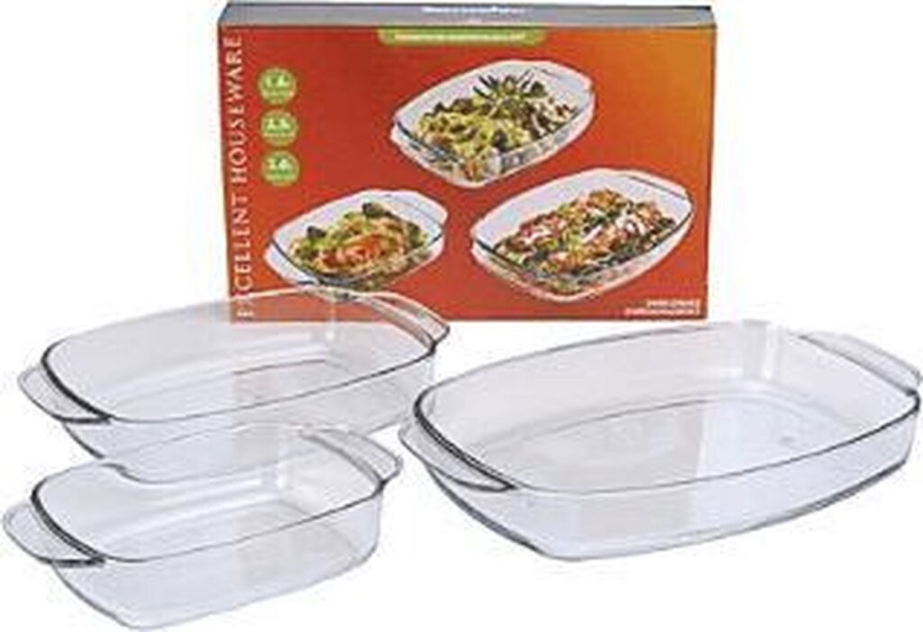 Excellent Houseware Auflaufform-Set aus Glas, 3-teilig