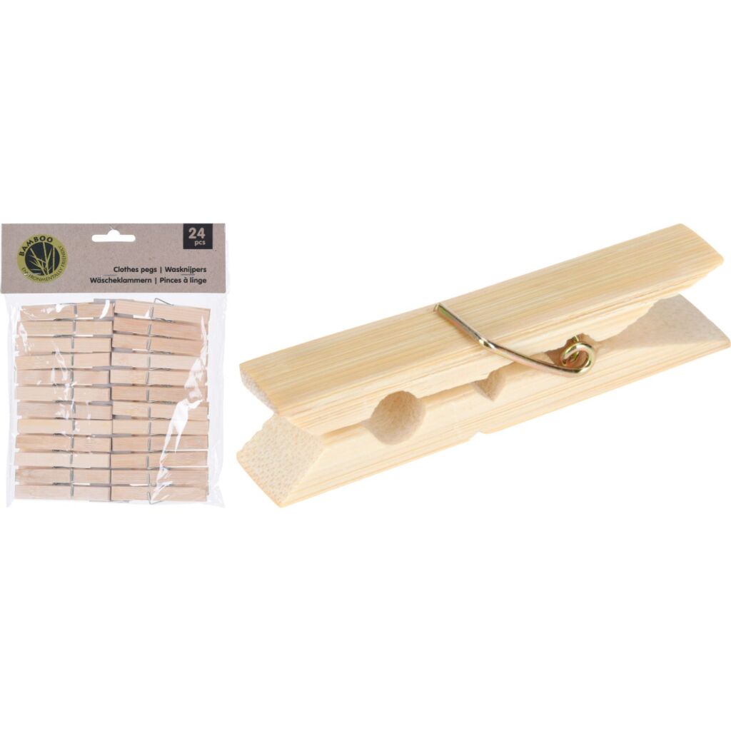 Basic Wäscheklammern Bambus Set 24 Stück | 4 Stück